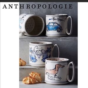 Anthropologie Sketchbook Mug Set of 4